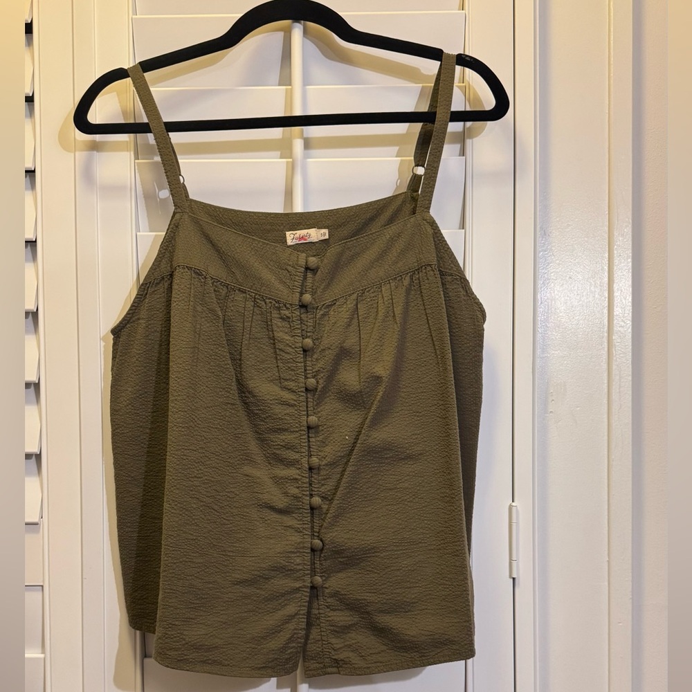 Faherty Olive Button-Front Camisole - image 2